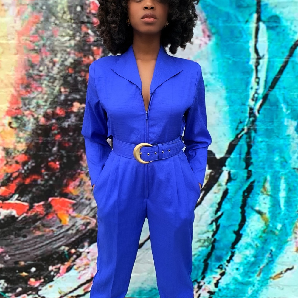 Vintage caped jumpsuit with matching belt